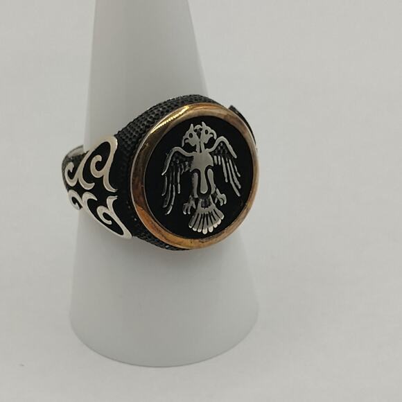 Sterling Silver Matt Black Eagle Ring sz 9 - Picture 2 of 6
